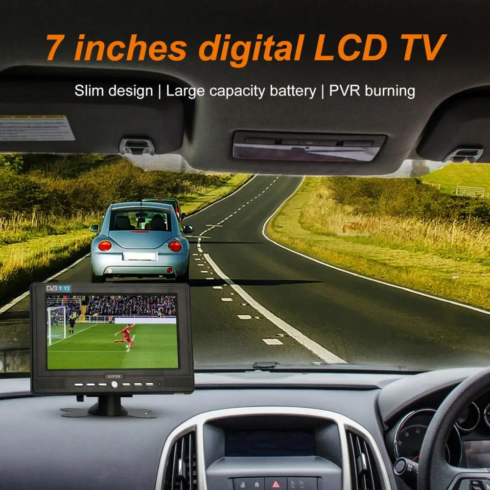 D768 Car TV HD compatible Quick Transmission Stereo Sound Effect 7 Inch Mini Ultra thin Portable Analog TV for Outdoor