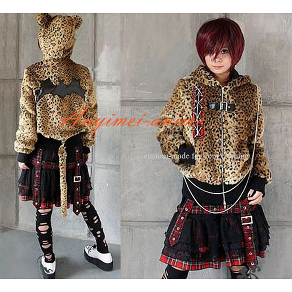 

fondcosplay tripp Fashion Hiphop Gothic Lolita Punk Imitation Leopard Skin Jacket Coat Cosplay Costume CD/TV[CK1202]