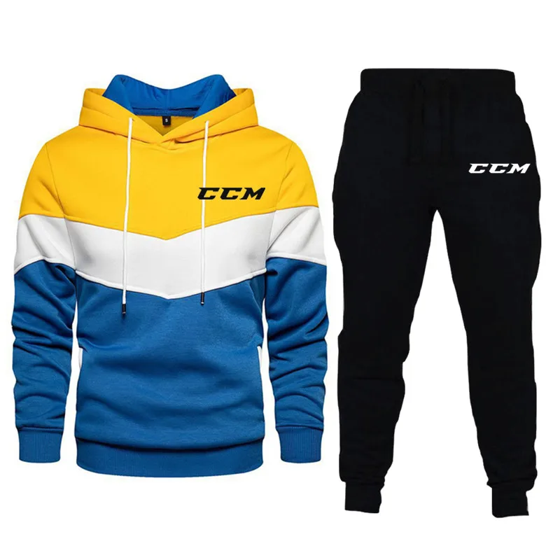 2022 ccm conjuntos de treino dos homens inverno hoodies calças 2 peça conjunto correndo com capuz marca dos homens moletom esporte corredores