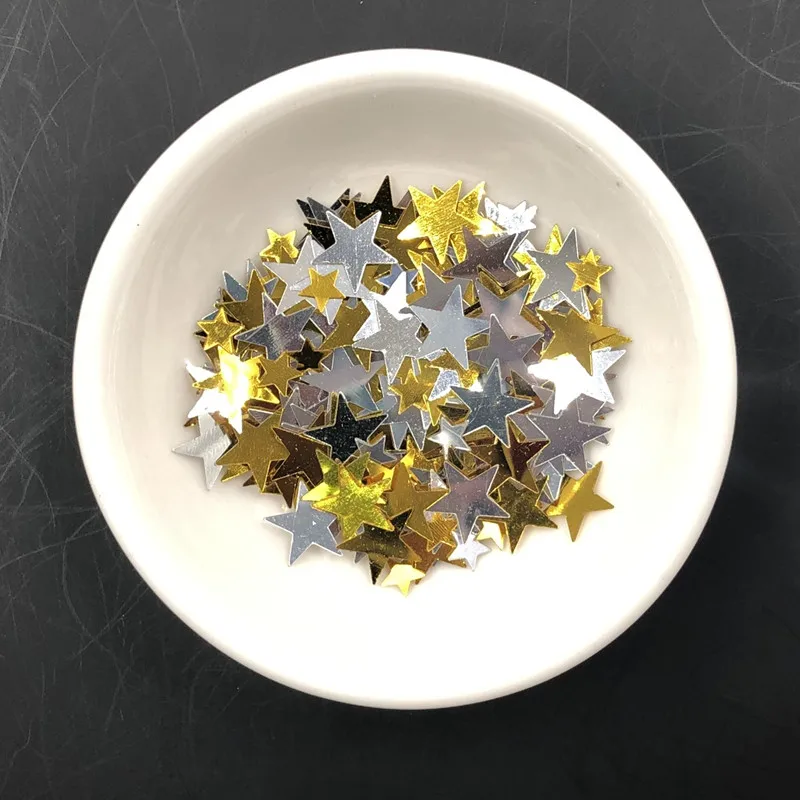 Lantejoulas em forma de cinco estrelas para arte de unha 3d, acessórios para costura e artesanato de pvc de 10 tamanhos e 10mm