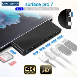 KARTOMAN USB 3.0 HUB 4K HDMI-compatibl Gigabit Ethernet Type C adapter TF/SD for Microsoft Surface Pro 7 Laptop Docking Stations