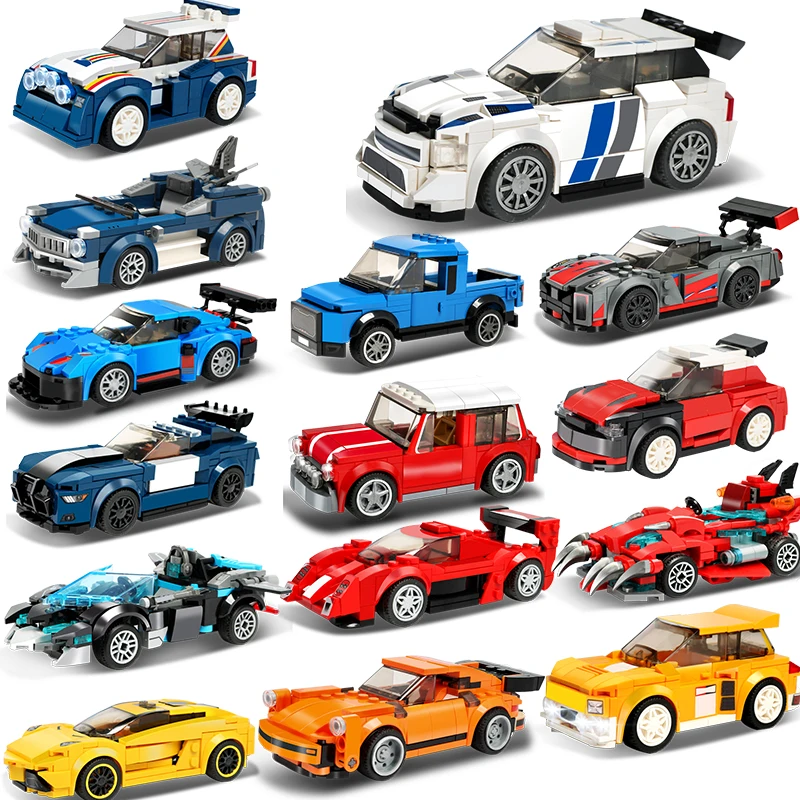 Classic Racing Car Model Building Blocks City Vehicle  Assembly Blocks Construction Figures Building Toys For Children Kids Gift