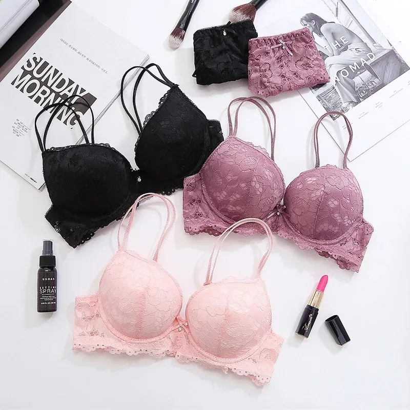 Lingerie  Sexy Bra Set  Women Push Up Lenceria Mujer Femme Underwire Langerie Girl Bralette Bras And Panty Feminina Lace Underwe