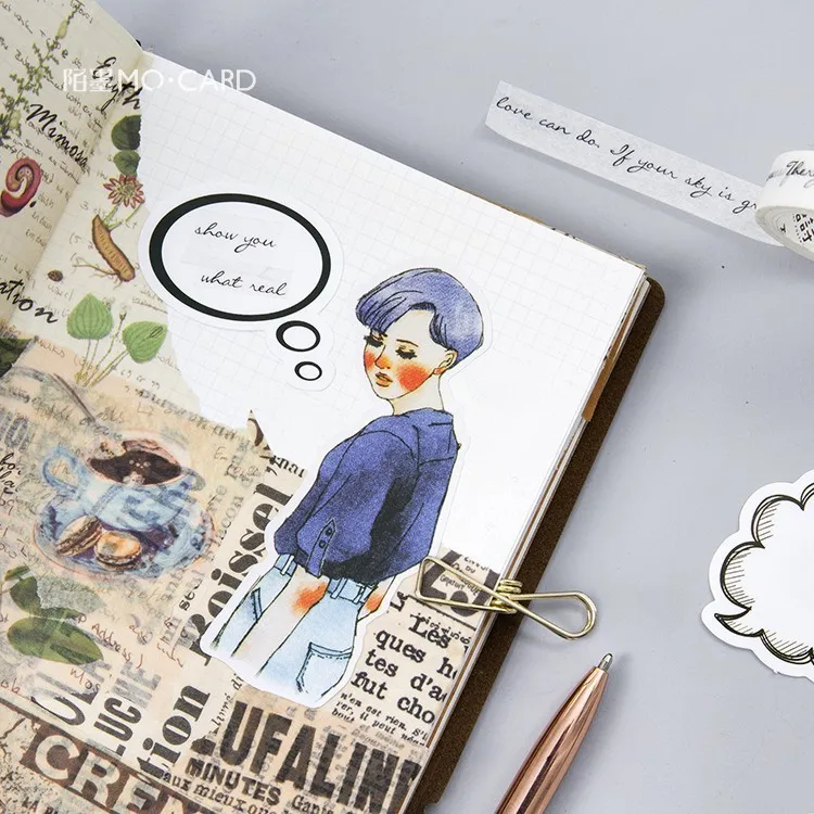 45PCS/box Creative Dialog Box Album Paper Lable Stickers Crafts And Scrapbooking Decorative Lifelog Sticker Cute Stationery