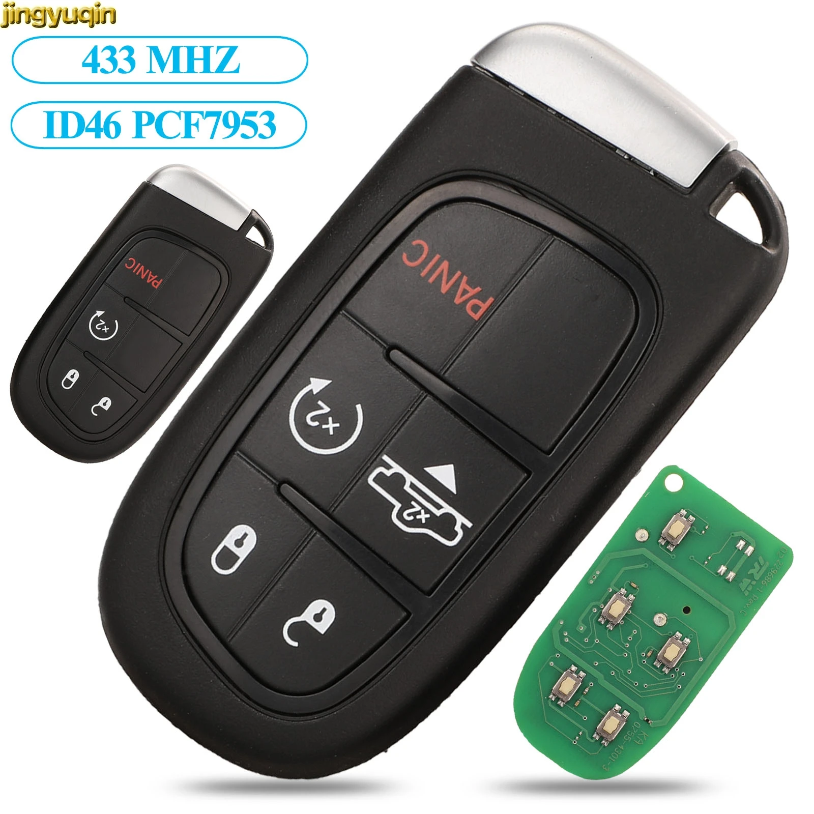 

Jingyuqin Remote Smart Car Key Genuine Parts 433MHz ID46 pcf7953 For Dodge Ram 2500 2013-2019 GQ4-54T 4/5BTN Original Factory