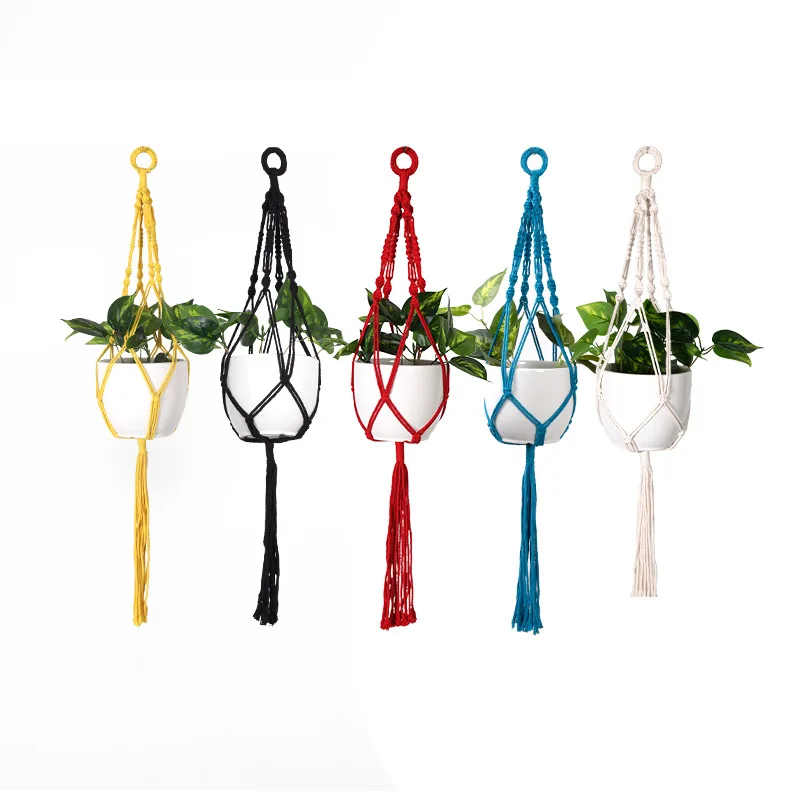 Macrame feito à mão planta cabide cestas vaso de flores titular varanda pendurado decoração atada levantamento corda casa jardim suprimentos