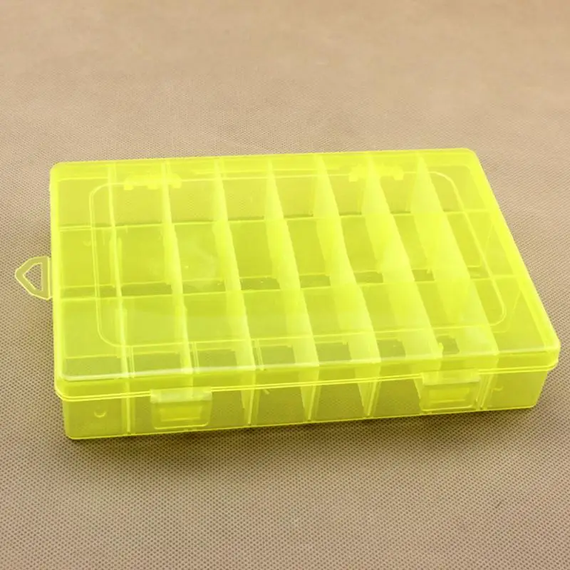 24 Grids Bead Pills Organizer Nail Art Tip Case Adjustable Transparent Plastic Storage  For Small Component Jewelry Tool Box