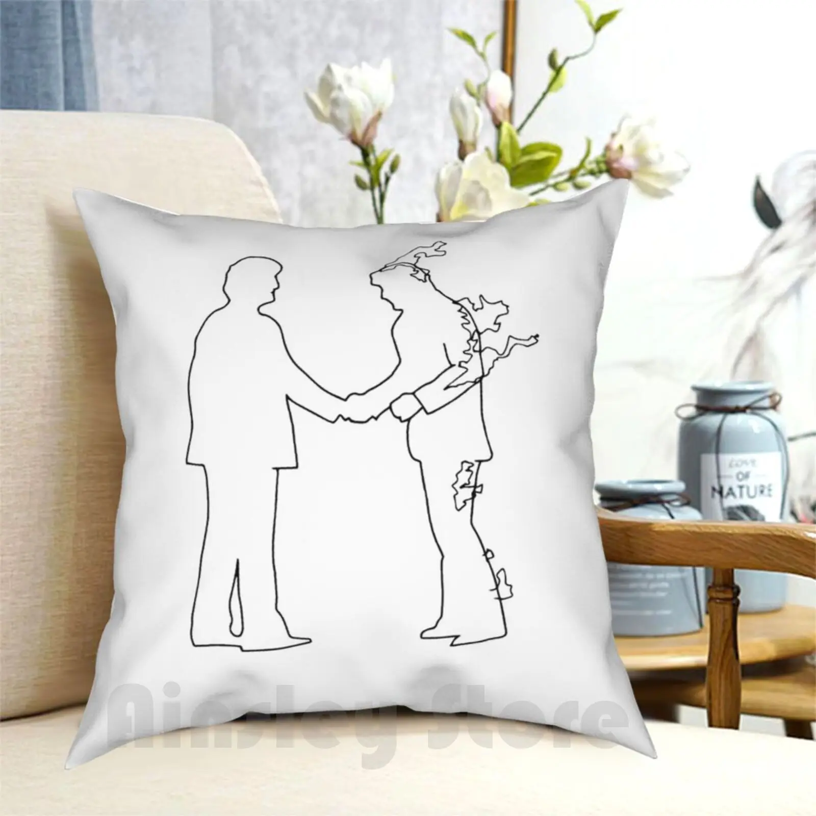 Wish You Were Here Minimalistic Black On White Pillow Case Printed Home Soft Throw Pillow Guitar Music Psychedelic