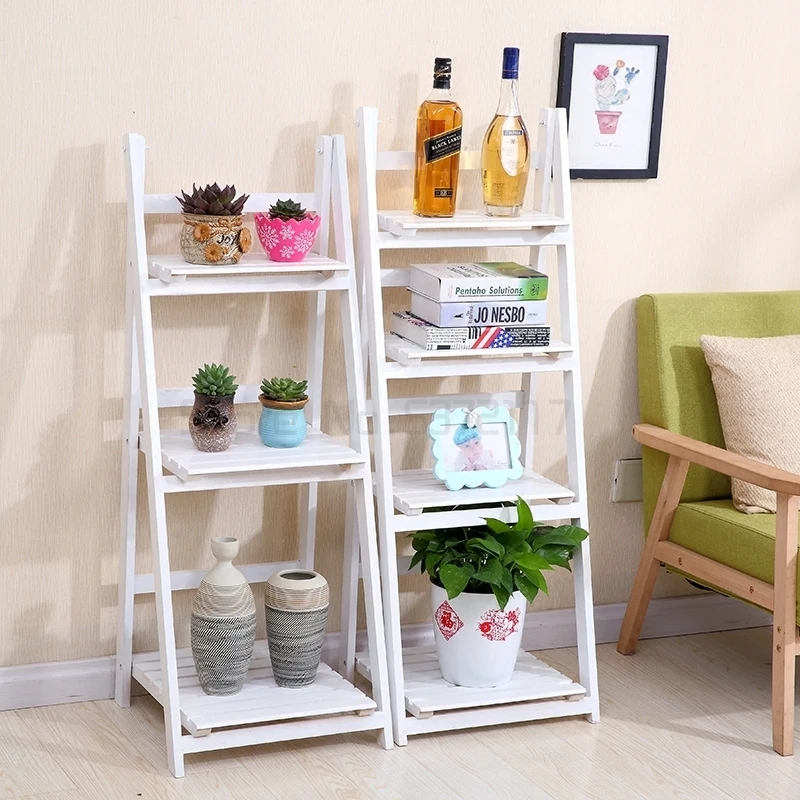 Folding Plants Stand 3/4 Tier Ladder Shelf Wood Bookshelf Storage Rack Home Garden Deco Plants Stand Flower Pot Rack