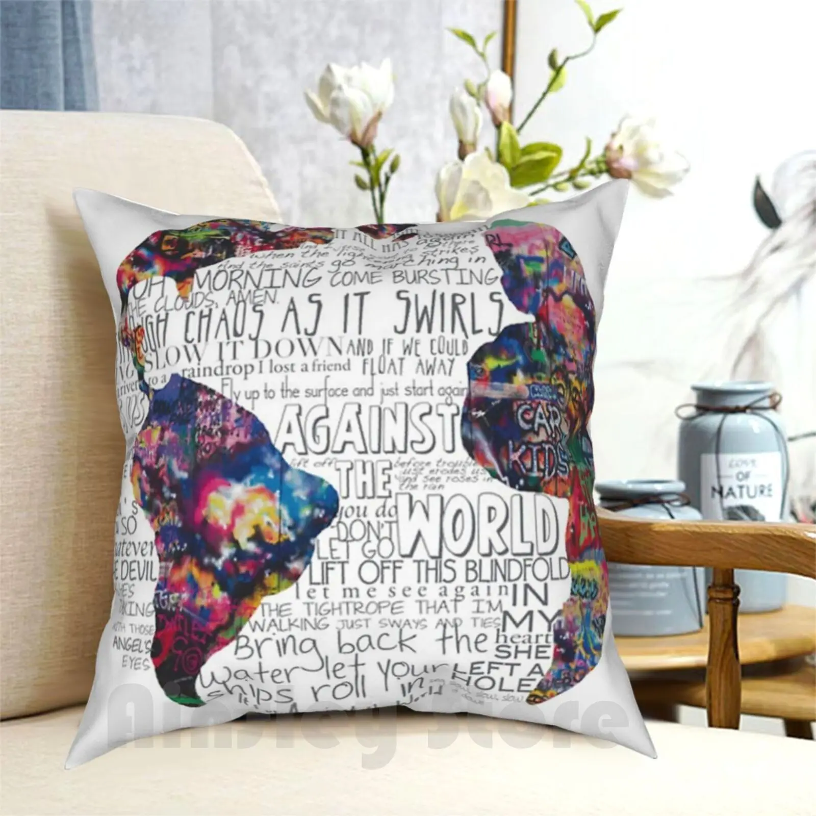 Us Against The World Pillow Case Printed Home Soft Throw Pillow Chris Graffiti Mylo Xyloto Us Against The World Mx Era