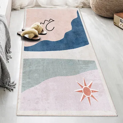 

Nordic Geometric Rectangular Carpet, Pink Creative Living Room, Bedroom, Non-Slip Floor Mat