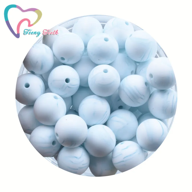 100 PCS Marble Colorse Series 9-19MM Baby Teether DIY Accessories Baby Product Teething Necklace Food Grade Silicone Round Beads