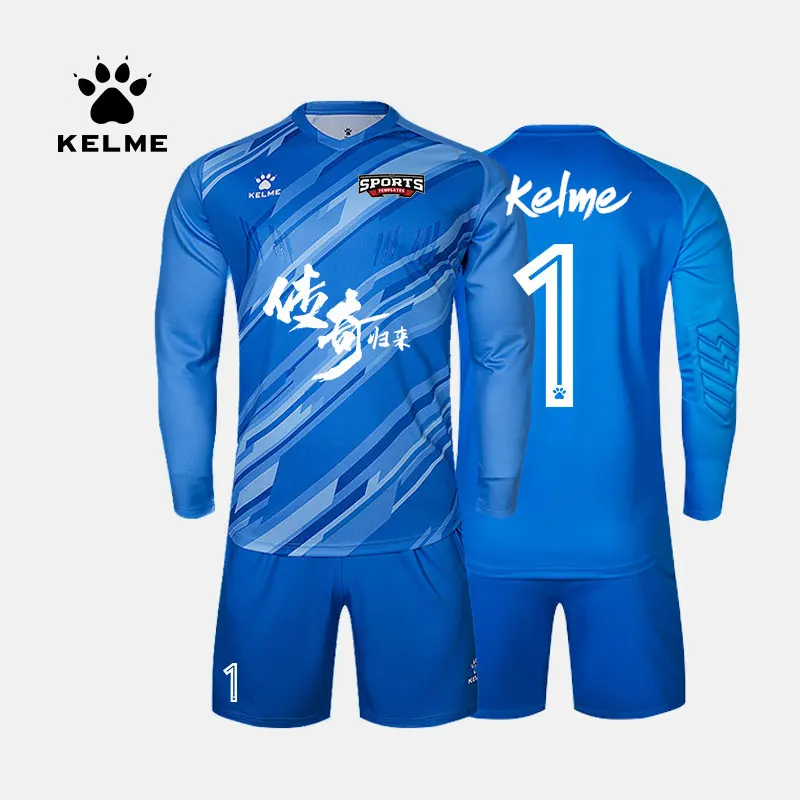 KELME Maglia da calcio da uomo Maglia da portiere Maglia da calcio a maniche lunghe per bambini Uniforme da calcio Pantaloncini da allenamento Protezione in spugna 3801286