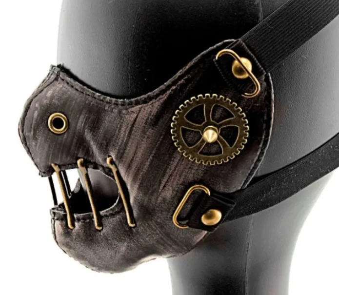 2020 New Steam Punk Gear Masks Gothic Punk Accessory Night Club Mask Performance Masks Hip Pop Brown Gearwheel Rivet Mask
