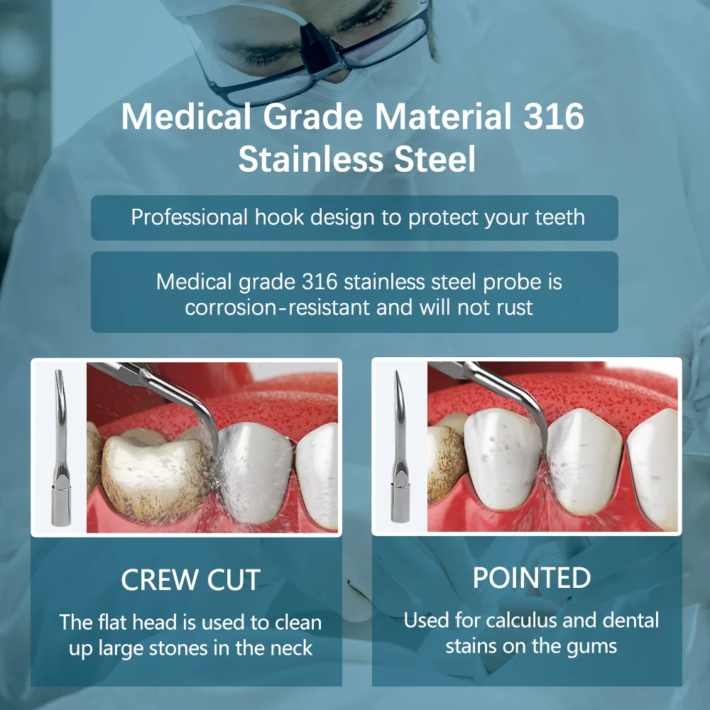 Ablatore dentale ad ultrasuoni rimozione del tartaro del dente detergente dentale Scaler per la pulizia dei denti macchie di ingranaggi dentali rimozione della placca del tartaro