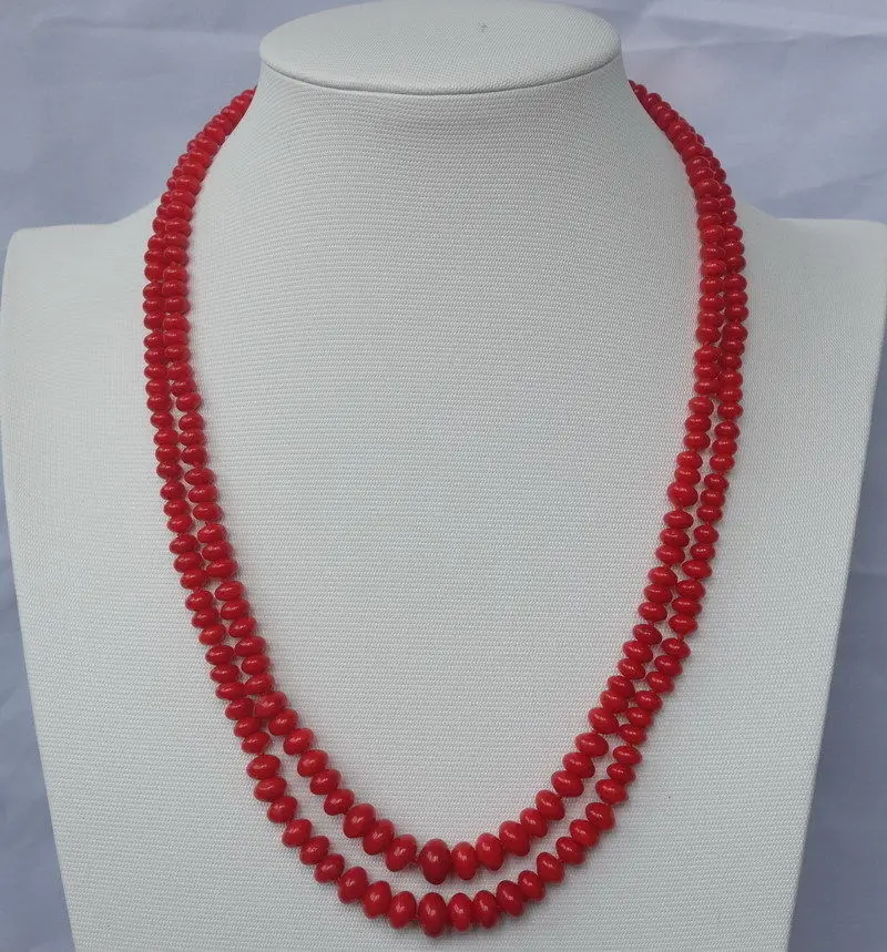 

huij 004906 2strds Red Coral Rondelle necklace discount 40%