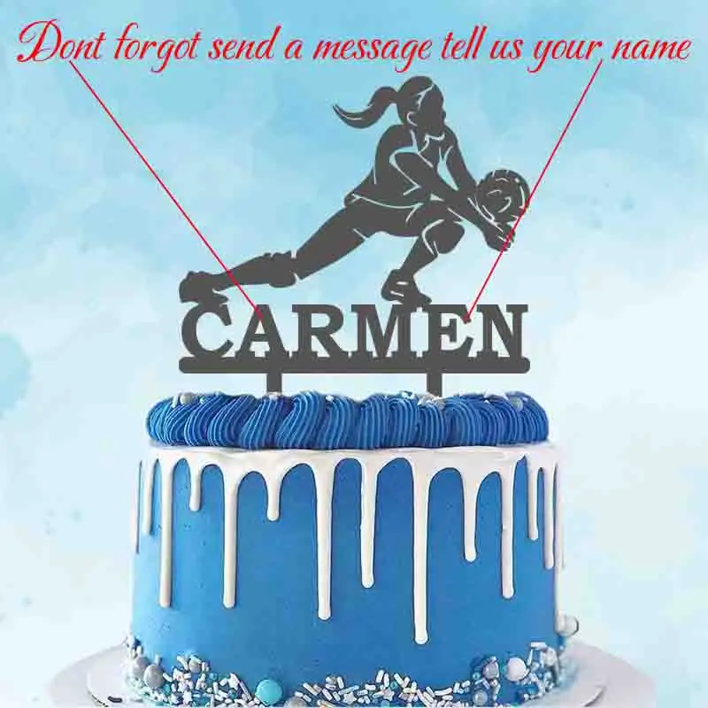 Personalized Volleyball Cake Topper Custom Name Girl Playing Volleyball For Volleyball Theme Party Cake Decoration Topper