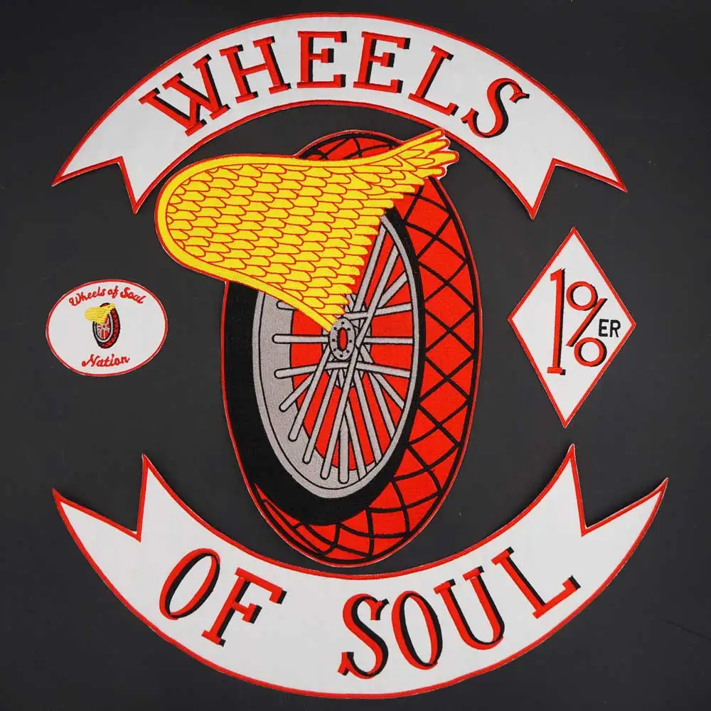 Wheels of Soul grande ricamo Punk Biker Patch per abbigliamento cappello borse ferro sul retro