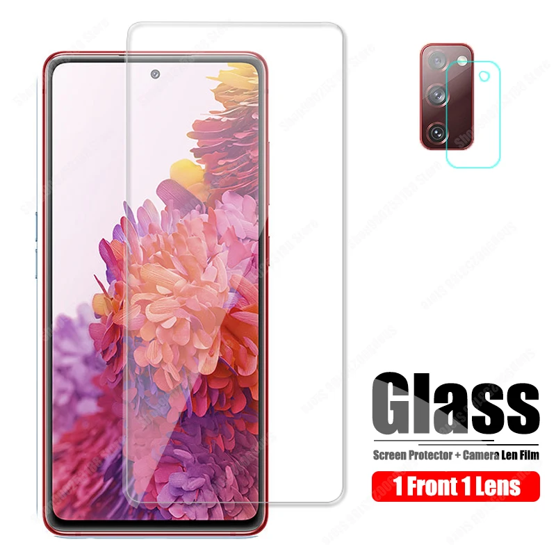 ป้องกันกระจกสำหรับ Samsung Galaxy S20 FE กล้อง Protector สำหรับ Samsung S21 Plus A02S A12 A21S A51 A52 a72ฟิล์มหน้าจอ