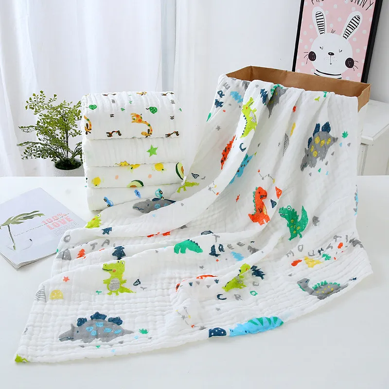 6-layer cotton double-layer warm baby blanket and bath towel-tulle baby swaddle blanket-105x105 cm multi-color optional