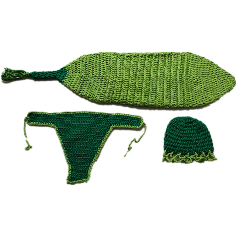 Newborn Photography Props Accessories Handmade Baby Clothing Baby Knit Caps+Pants+Sleeping Bag Set Infant Beanie Photo Accessory