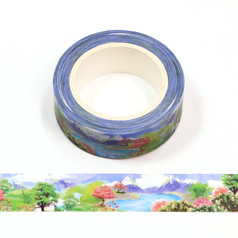 New 1PC 15mm*10m Purple Watercolor Phoenix Flowers Decorative Washi Tape Scrapbooking Masking Tape Office Supply designer mask