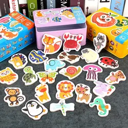 0-3Year Cartoon Animal Traffic Fruit Montessori Pairing Cognition Puzzle Toys Wooden Jigsaw Card Kids Learning Toy