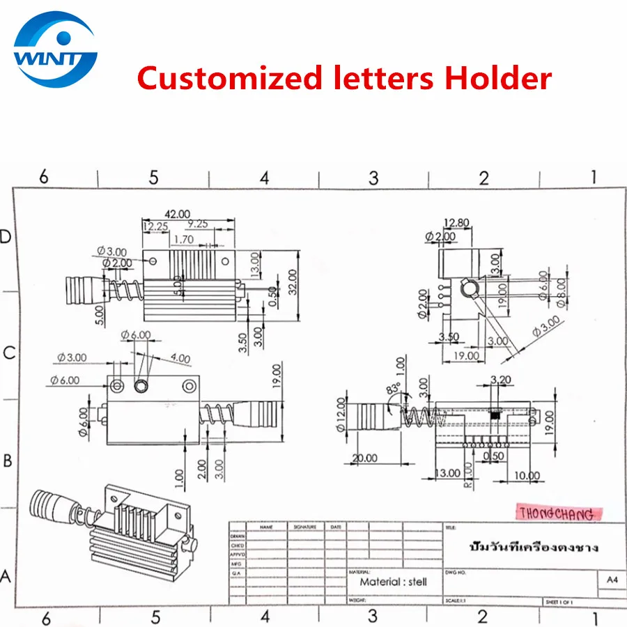 

Customized English Letters And Number Brass Holder For Coding Machine Spare parts of Ribbon Printer