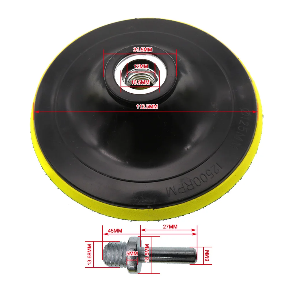 5 Inch Rotary Backup Sanding Pad Hook and Loop Sanding Disc M14 Thread Come with Drill Adapter for Grinding & Polishing