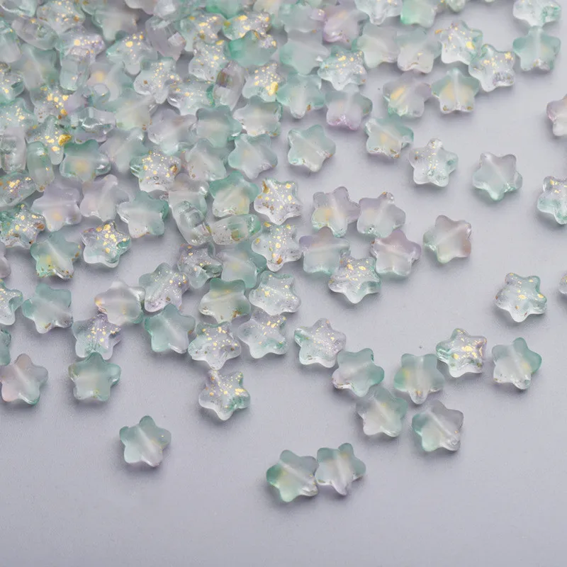 50PC/lot 8mm Frosted Gradient Color Star Beads Czech Glass Loose Spacer Beads for Jewelry Making Handmade Diy Accessories