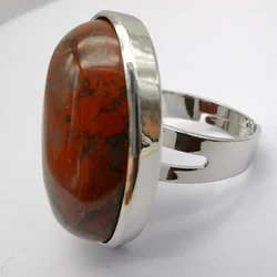 Breciated Jasper Stone Oval Bead GEM Finger Ring Jewelry For Woman Gift Size 8 X103