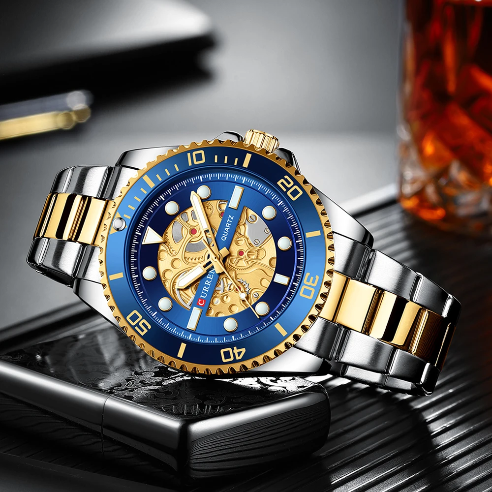 CURREN Watch for Men Luxury Stainless Steel Men Quartz Wristwatches Sports Waterproof Blue Wristwatch Men's Watches 8412