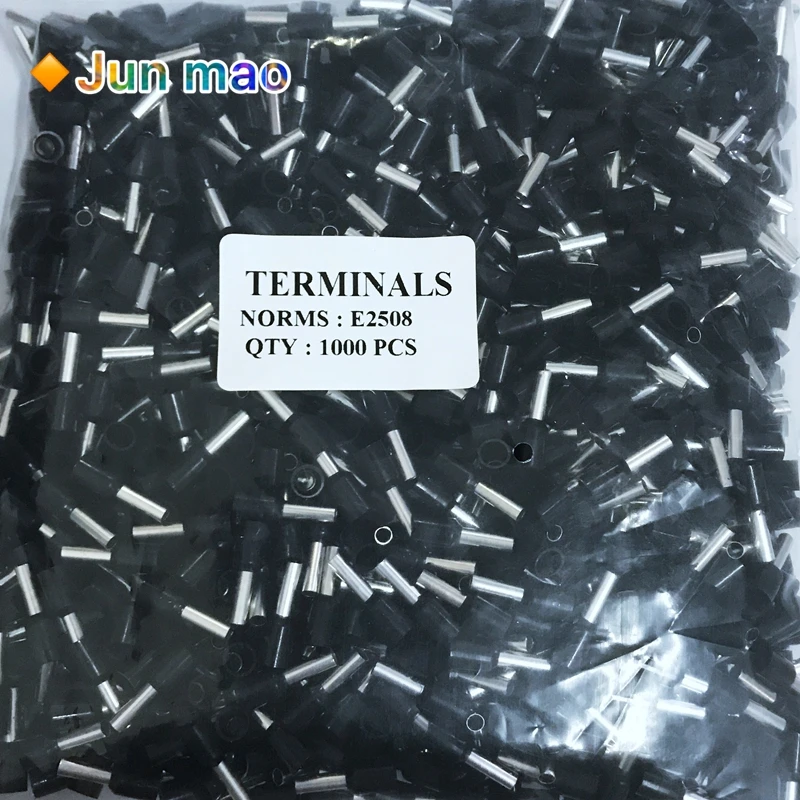 100PCS E2508 Tube insulating terminals AWG 14 Insulated Cable Wire 2.5mm 2 Connector Insulating Crimp Terminal Connect 9 Colour