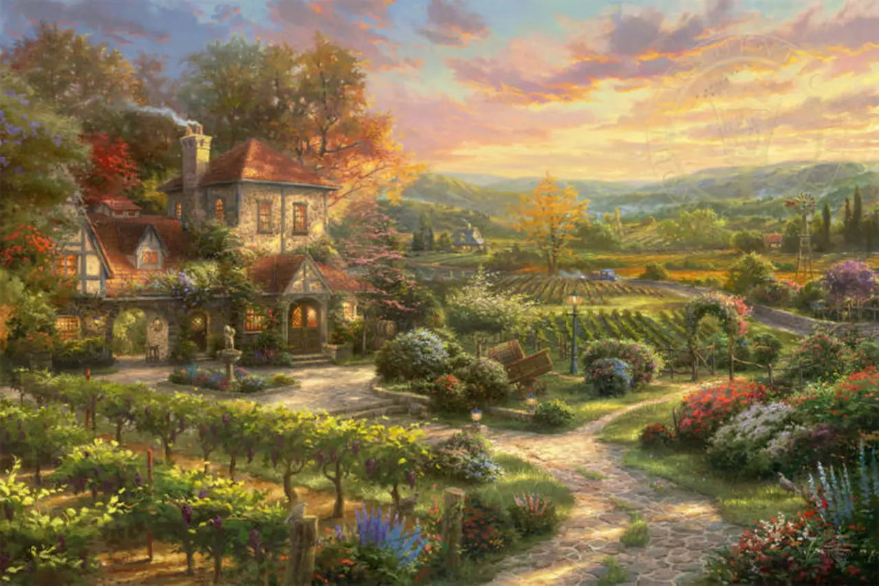 JMINE Div 5D Wine Country Garden Full Diamond Painting cross stitch kits art High Quality Scenic 3D paint by diamonds