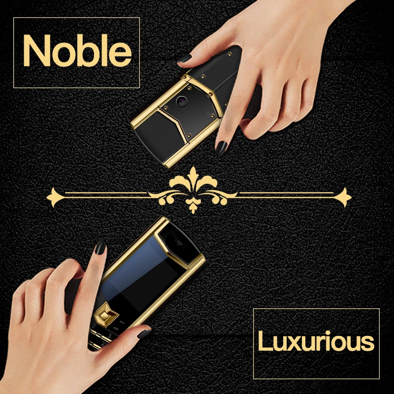 Luxury V10 Phone with Metal Leather Body Dual Card Slot Invisible Keyboard FM Radio And Camera - Premium Unisex Design