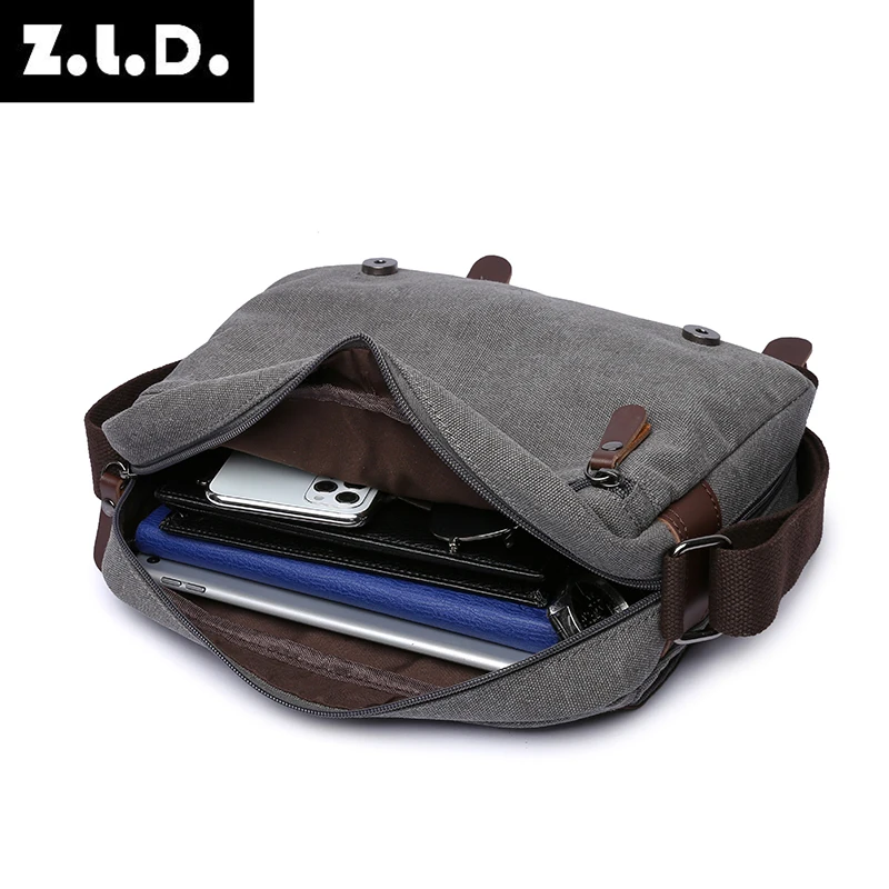 Imagem -03 - Bolsa Masculina de Lona Bolsa Mensageiro Vintage de Marca Bolsa de Ombro Casual de Viagem para Laptop Bolsa Crossbody para Homens