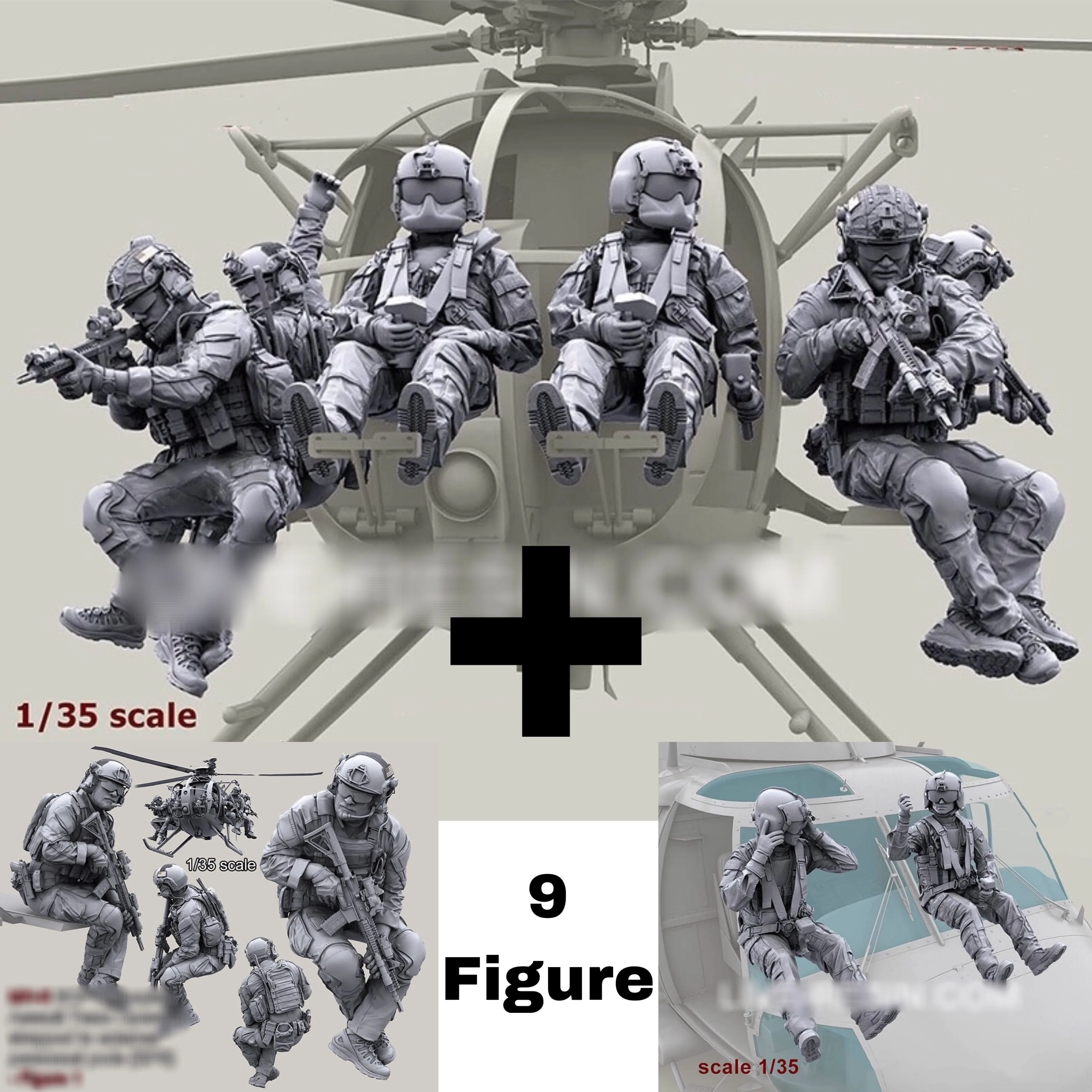 1/35 Resin Model Figure GK，9 Figure, No Planes, Unassembled and unpainted kit