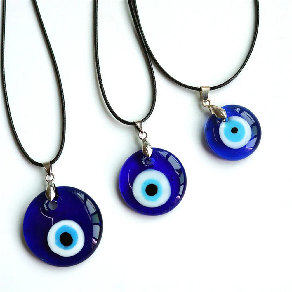 

Turkey Blue Eyes Necklace Pendants Glass Accessories Simple Wax Line 35mm 30mm 25mm 1Pc