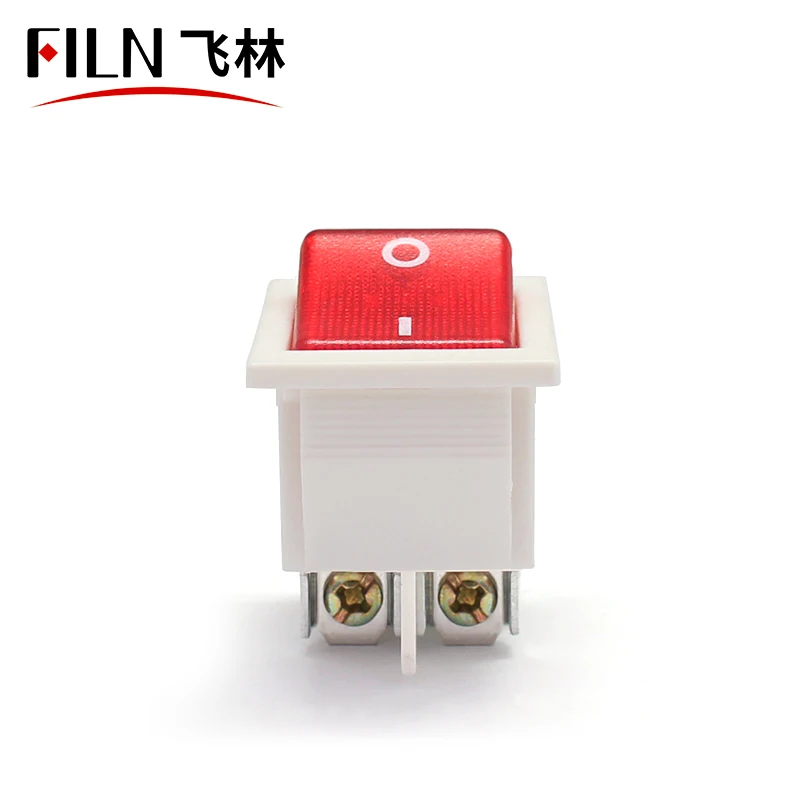 FILN 22x28mm WHITE Body on off 16A/250V 4 screw pin DPST  T85 Auto Boat Marine Toggle Rocker Switch with LED 220V