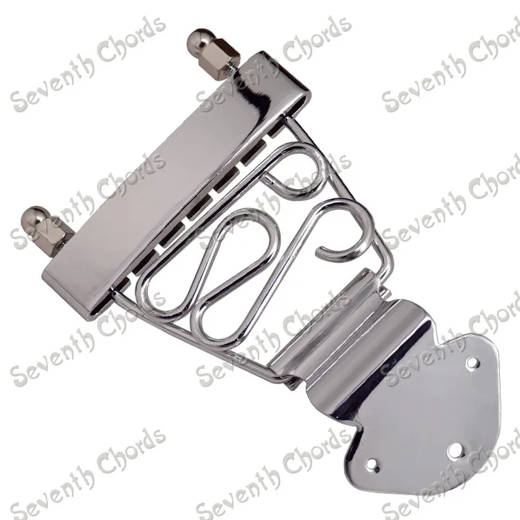 A Set Trapeze Short 6 String Archtop Tailpiece Bridge for Hollow Semi Hollow Guitar with Wired Frame - Chrome - Black - Gold