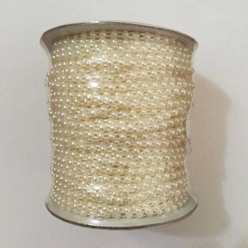 50 Meters/Roll Half Round Flat Back Plastic Pearl Trim 4mm Flatback Pearl Bead String Trim Chain Sew VX12