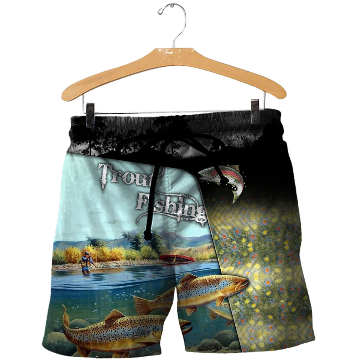 Thoáng Mát Cá Hồi Câu Cá Trên Toàn 3D In Hình Nam Quần Short Unisex Dạo Phố Đi Biển Mùa Hè Rời Quần Short Quần Âu Polyester SDM08