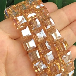 2/3/4/6/8/10MM High Quality Champagne Cube Austrian Crystal Glass Square Loose Spacer Beads For Jewelry Making DIY Accessories