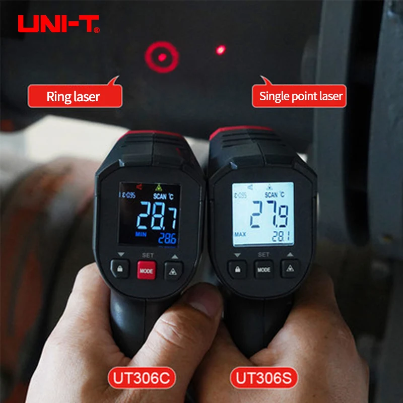 UNI-T UT306S UT306C Digital Thermometer Non Contact Household Industrial Infrared Laser Temperature Tester Meter Gun -50℃-500℃