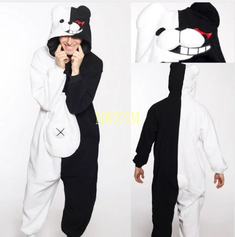 

Hot Anime Danganronpa Monokuma Cosplay Pajama Adult Unisex Onesie Kumamon Monokuma Gloomy Bear Sleepwear Pyjamas