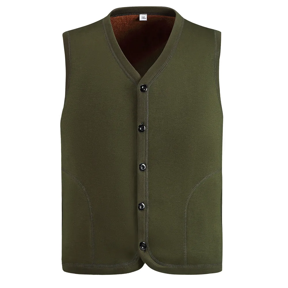 Men Warm Fleece Vest Winter New Simple Solid Sleeveless Jacket Men Autumn Fashion Casual Thick Vest V-Neck Waistcoat 5XL Jacket
