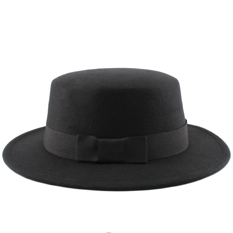 New Fashion Ladies Wool Cylinder Fedora Autumn Winter Women\'s Top Hat Men Felt Hat Wide Brimmed Bowler Fedoras Vintage Classic