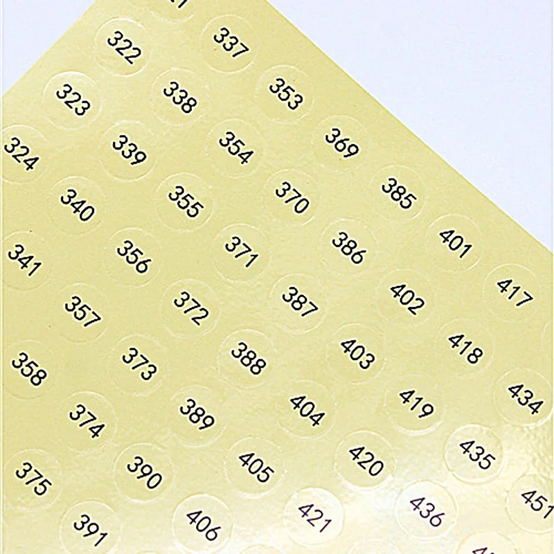 Transparent Waterproof Labels 1-480 Number Self-Adhesive Stickers for Nail Polish Color Number DIY School Stationery Supplies