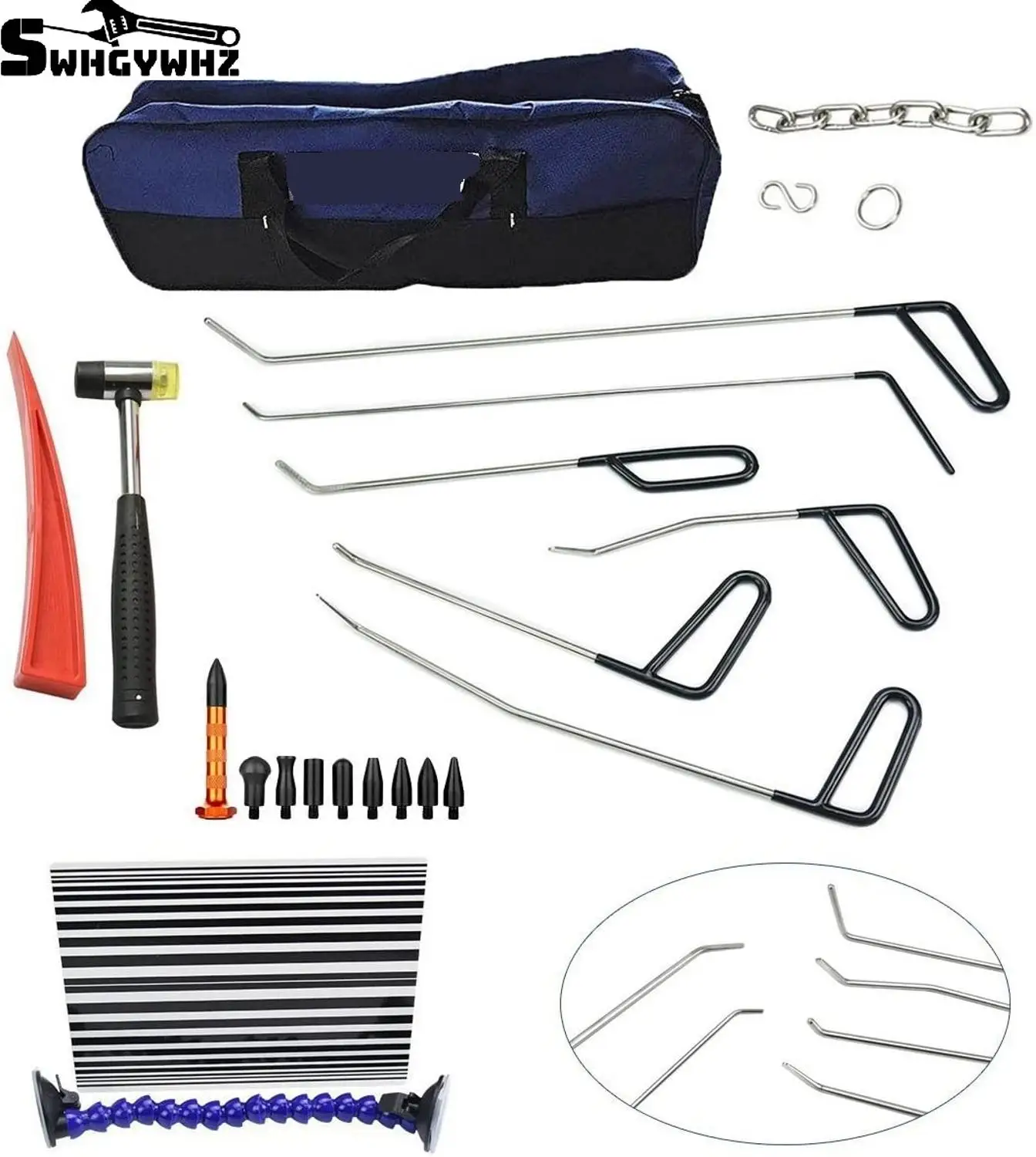 Auto Parts Repair Set Paintless Dent Repair Tools Dent Removal Rod Set Car Dent Puller Auto Body Tools Tap Down Hammer