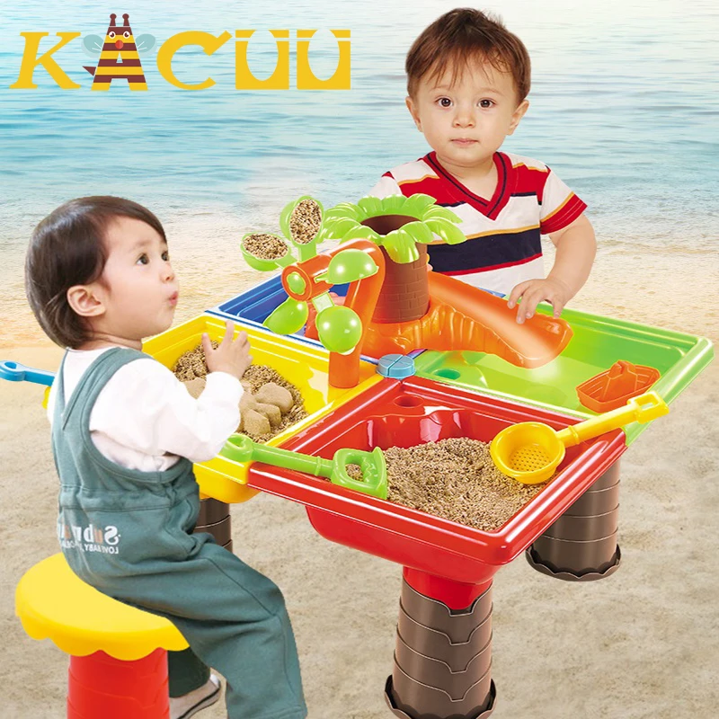 1 conjunto de crianças praia água mesa areia jogar brinquedos conjunto bebê sandpit dragagem ferramentas de praia mesa de jogo sandbox para crianças